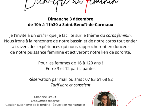 [Actu] Atelier Bien-être au féminin – Saint-Benoît-de-Carmaux (Tarn, 81)